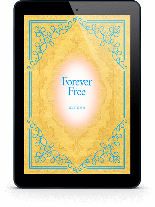 Forever Free ebook cover, featuring a yellow and blue graphic design.